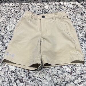 Under Armour Kids Tan Shorts, Size 4, Very EUC, Adjustable Waist, Pockets